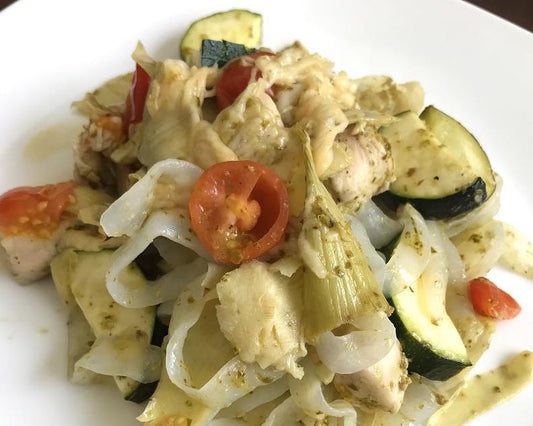 Pesto Artichoke Chicken Fettuccini