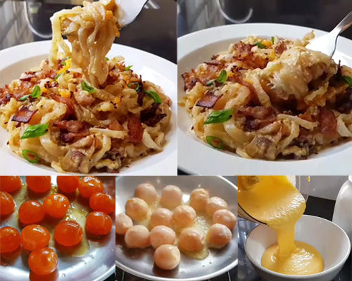 Low-carb-onara with Salted Egg Yolks
