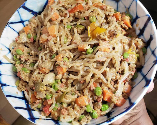 Vegan Creamy 'Beef' and Vegetable Noodles
