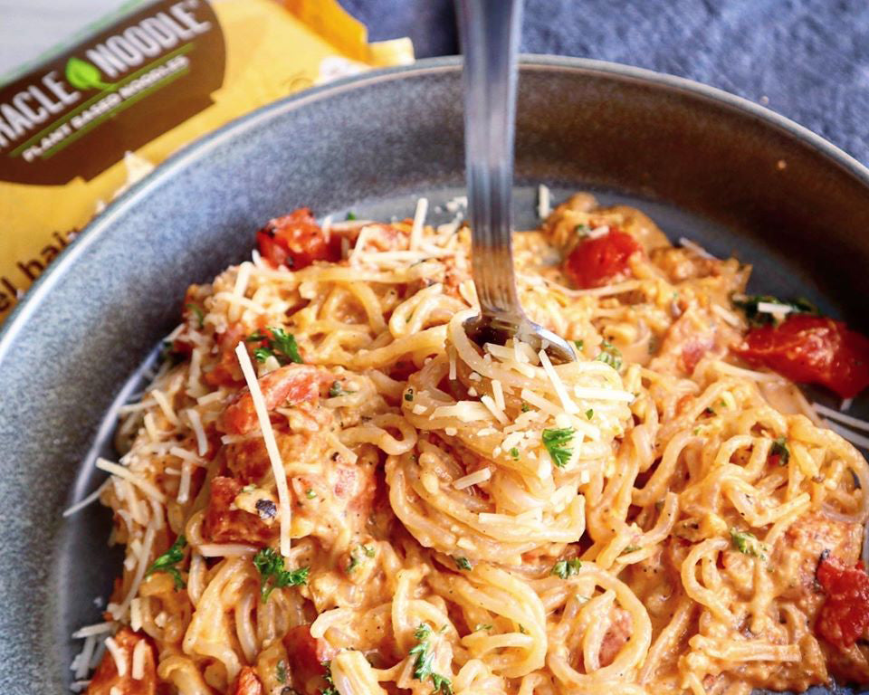 Low-Carb Spaghetti in Tomato Cream Sauce