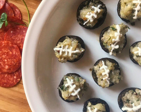 Stuffed Miracle Rice Pizza Mushrooms