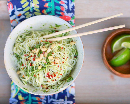 Vegan Spinach Basil Pesto with Miracle Noodle