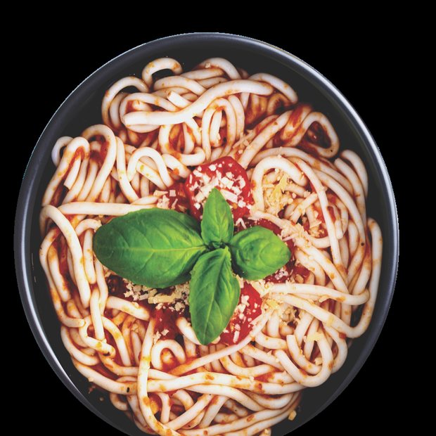 Egg white spaghetti bowl with tomato and basil