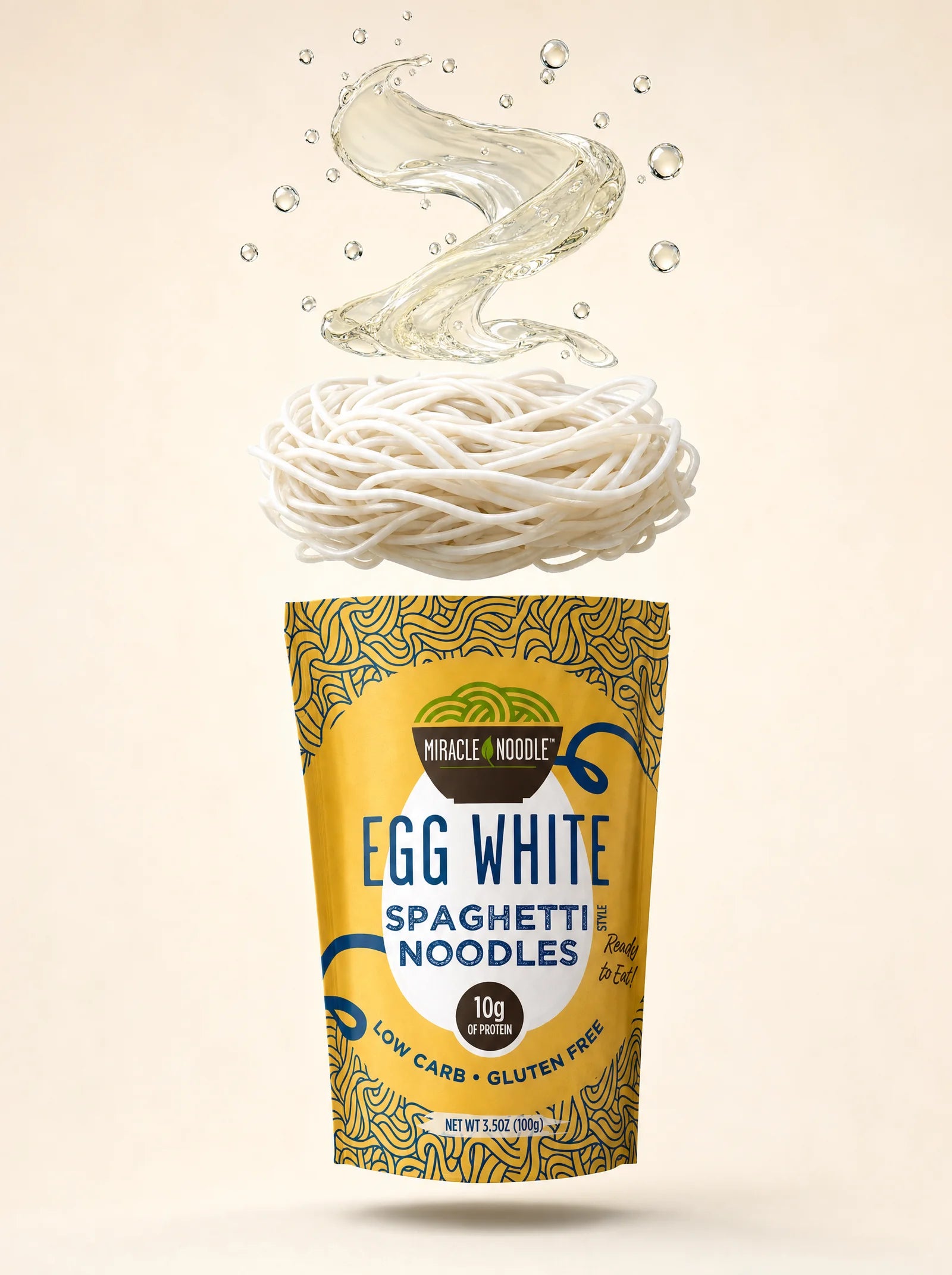 Egg white noodles deconstructed into their ingredients