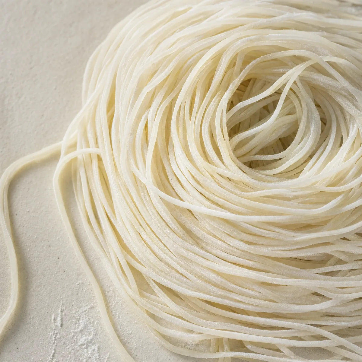 Close texture of egg white spaghetti strands