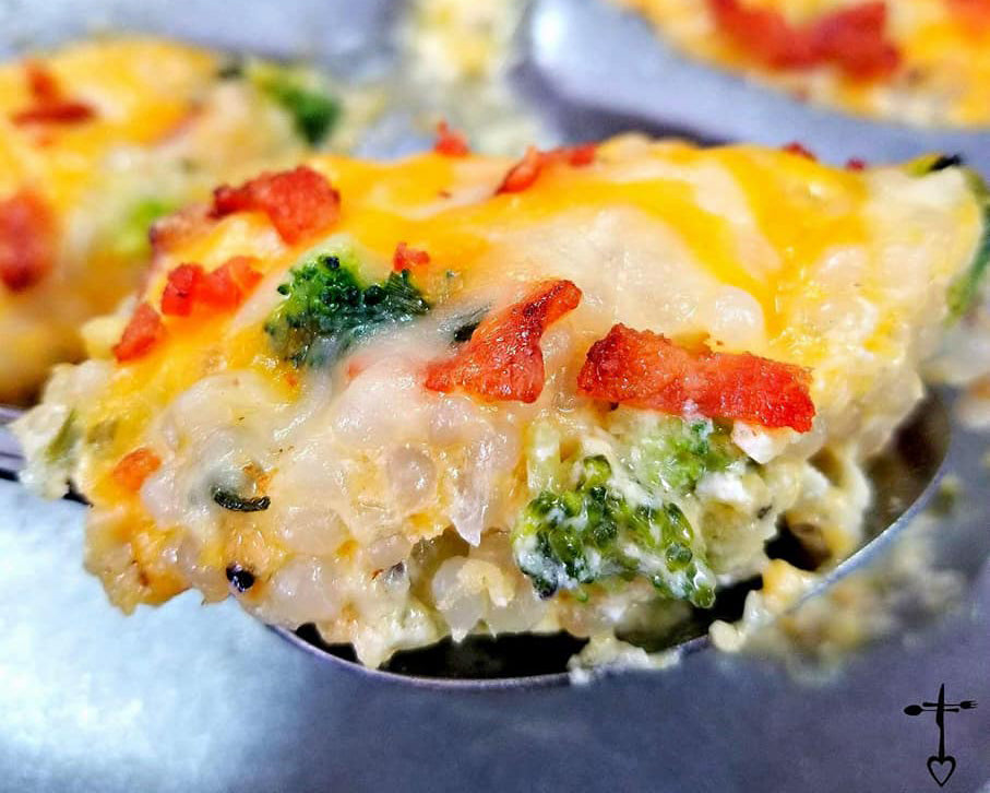 Low-Carb Cheesy Broccoli & Bacony Rice Casserole