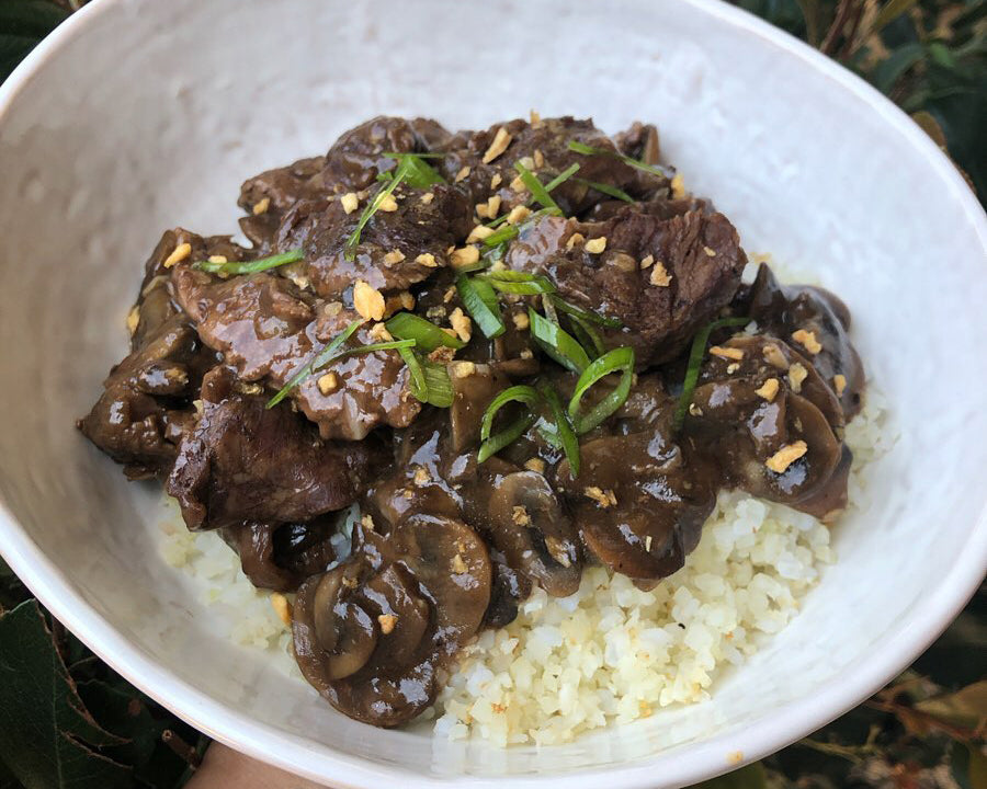 Beef Tips with Mushroom and Miracle Rice