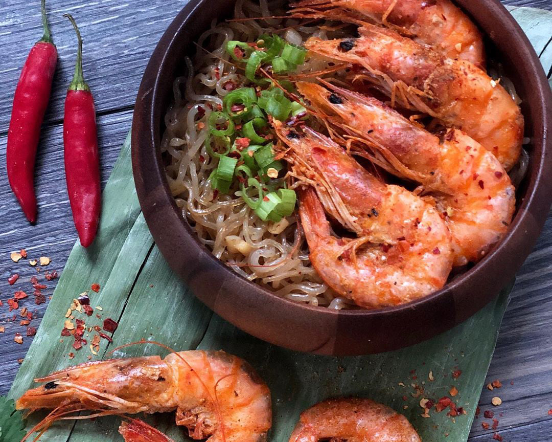 Cajun Garlic Butter Shrimp + Asian Noodles