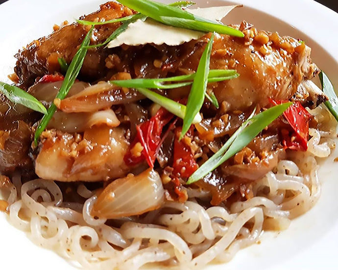 Chicken Adobo over Shirataki Black Angel Hair