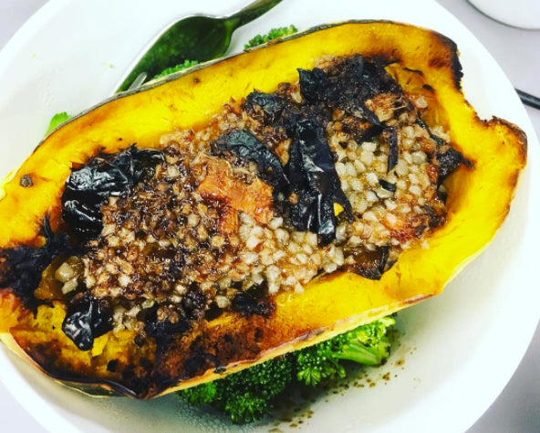 Shishito Pepper Rice Stuffed Delicata Squash
