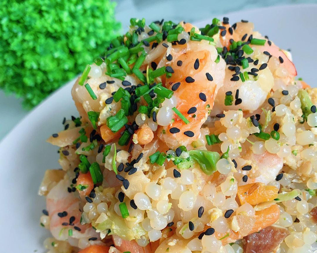 Keto Chinese Rice with Vegetables and Shrimp