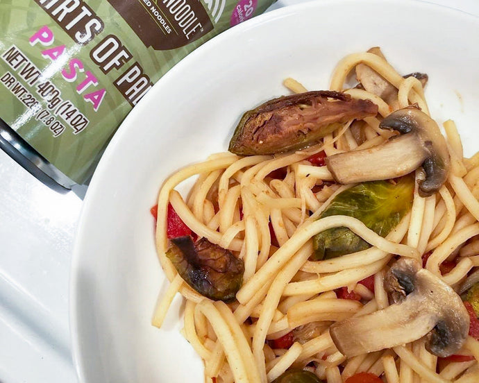 Vegan Palm Pasta with Brussels Sprouts