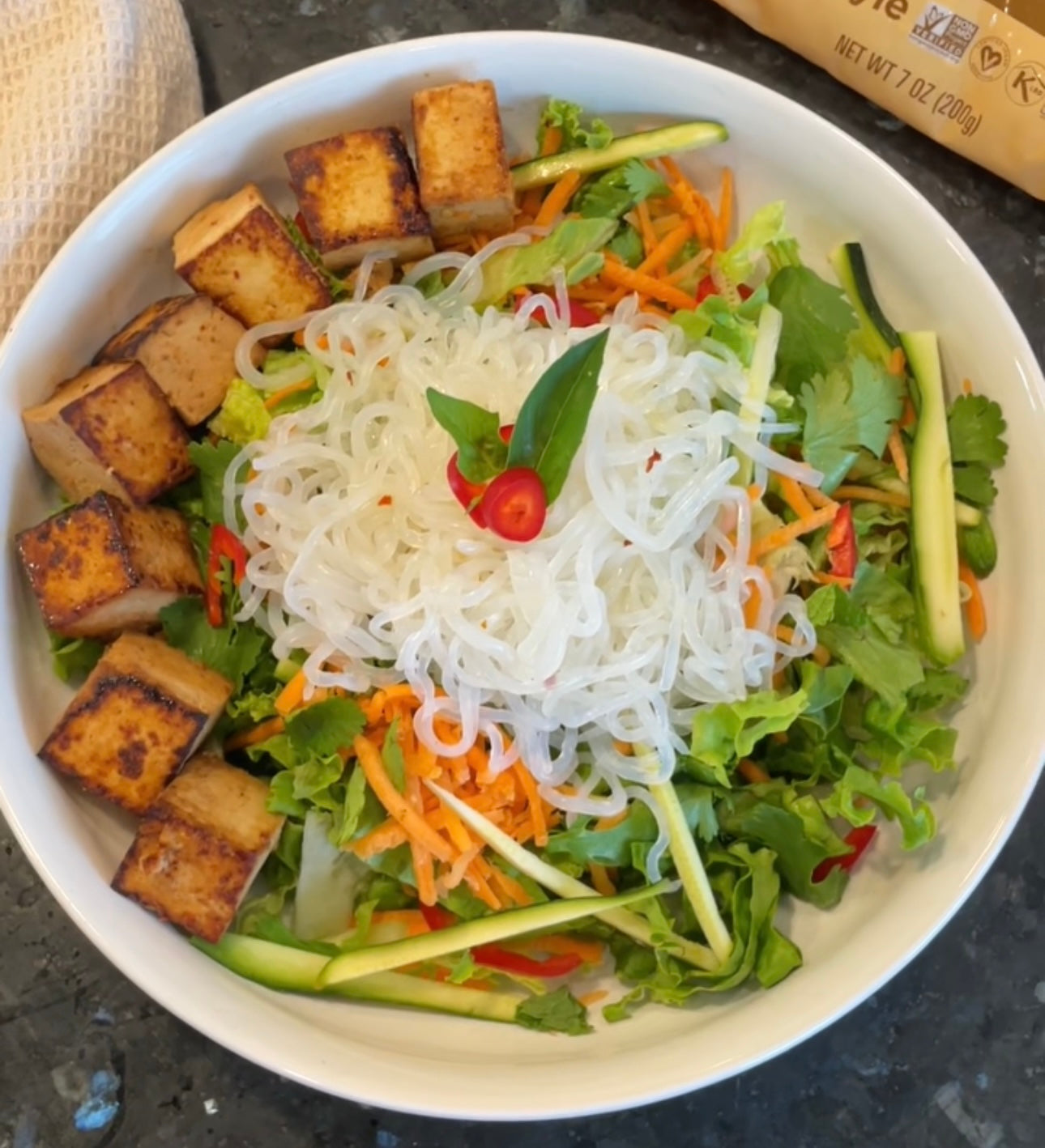 Cold Noodle Salad with Marinated Tofu