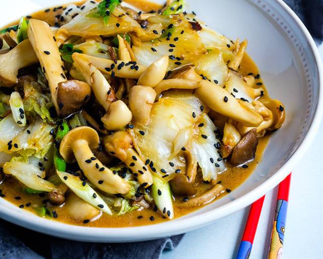 Cabbage, Mushroom, and Miso Stir Fry