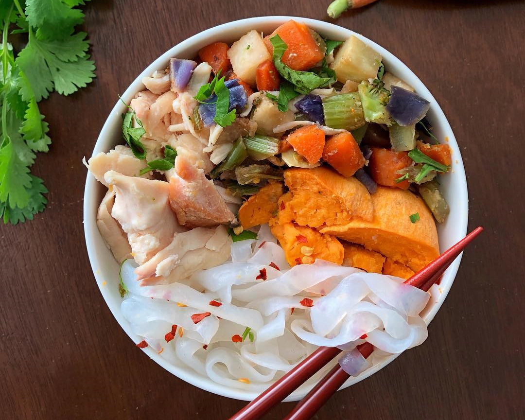 Chicken and Sweet Potato Fettuccine Bowl