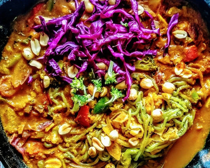 Vegan Peanut Coconut Curry Noodle Bowl