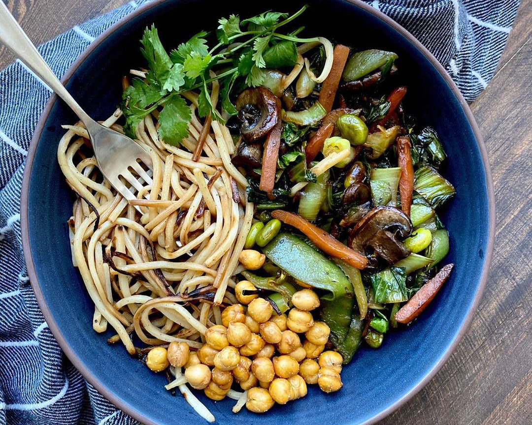 Vegan Veggie Sesame Noodle Bowl