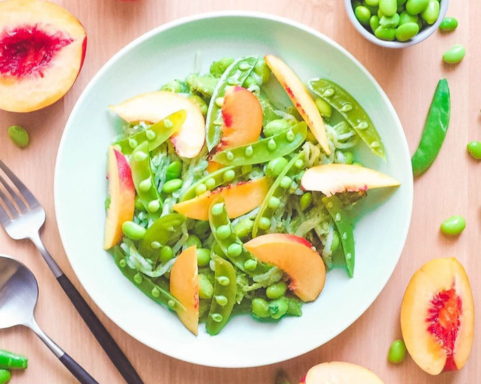 Creamy Basil and Nectarine Pasta