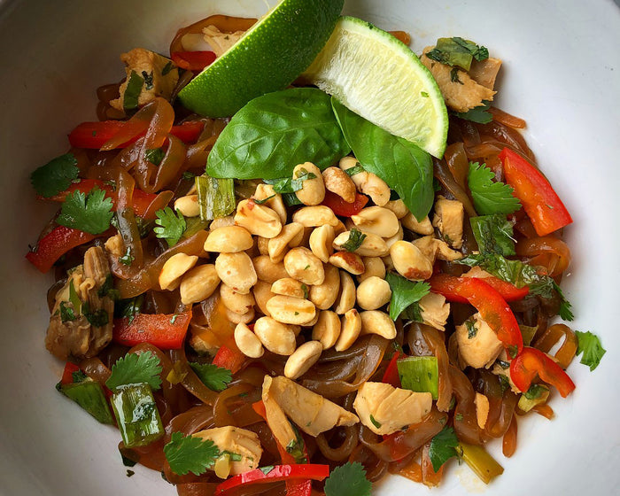 Keto Pad Thai made with Marinated Miracle Noodle Fettuccini