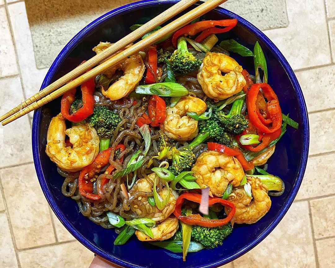 Kung Pao Shrimp and Broccoli with Noodles