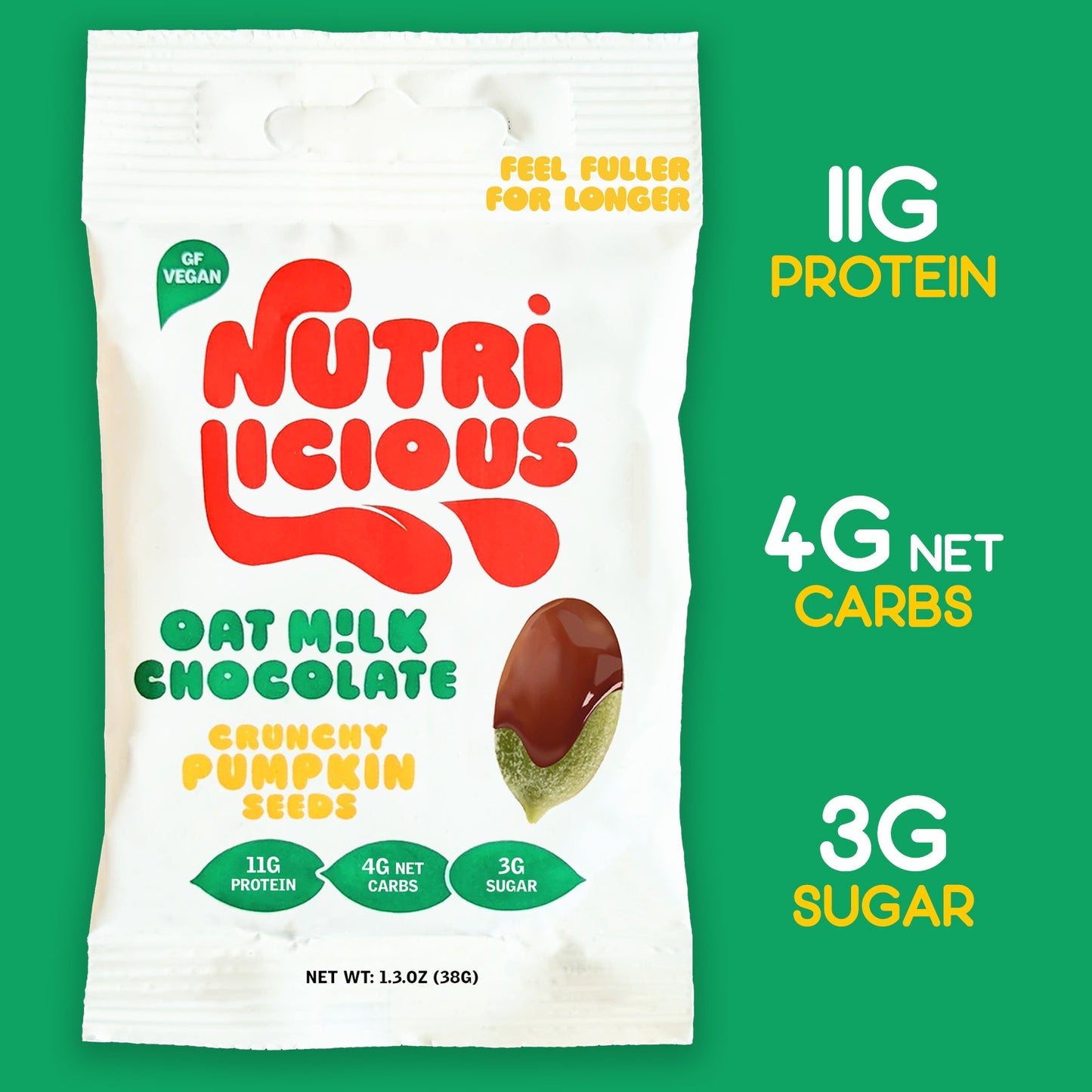 12-Pack Nutrilicious Crunchy Pumpkin Seeds - Oat Milk Chocolate Pack