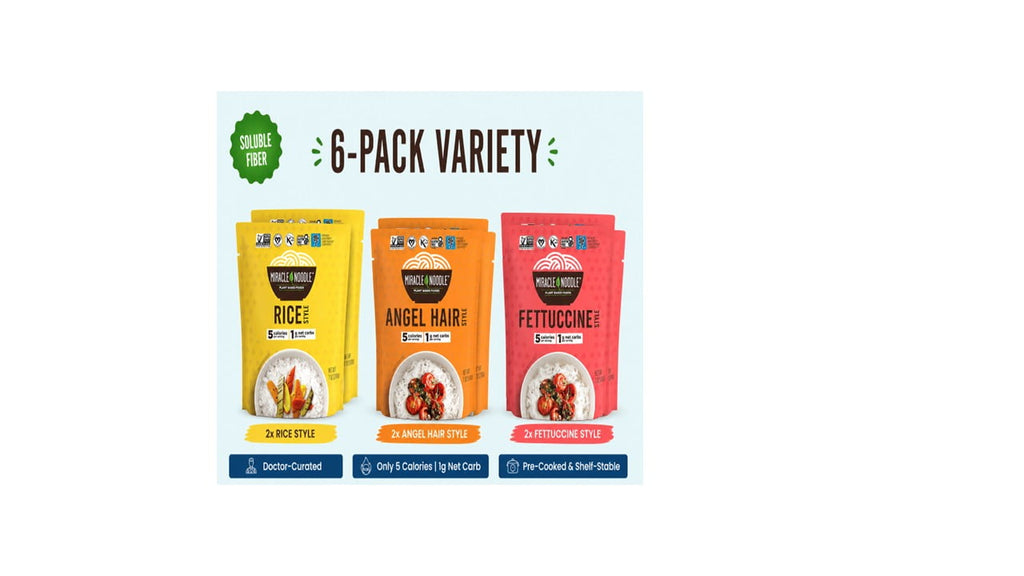 6-Pack Ready to Eat Variety Sampler: Angel Hair, Miracle Rice & Fettuccine