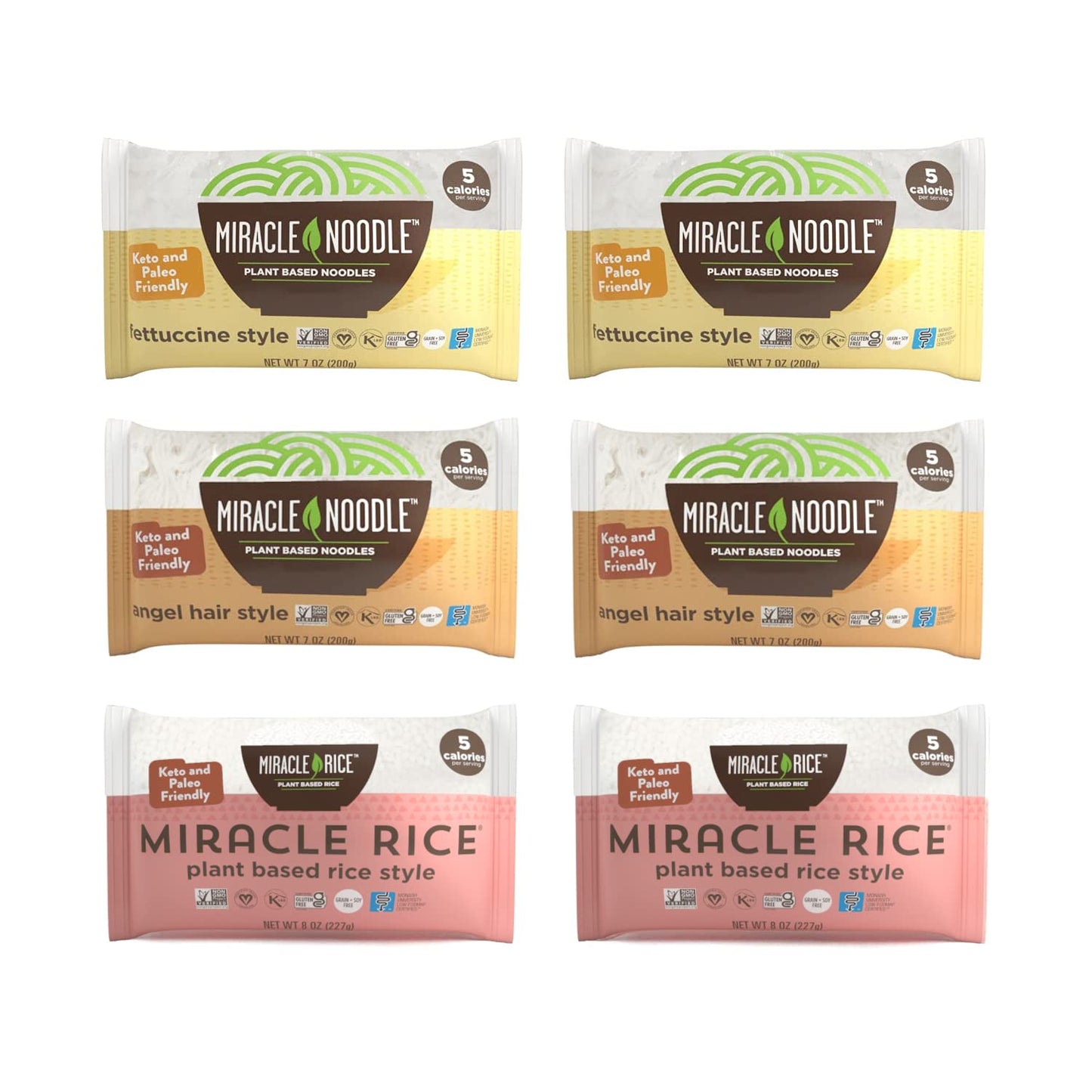 6-Pack Variety Sampler: Angel Hair, Miracle Rice & Fettuccine