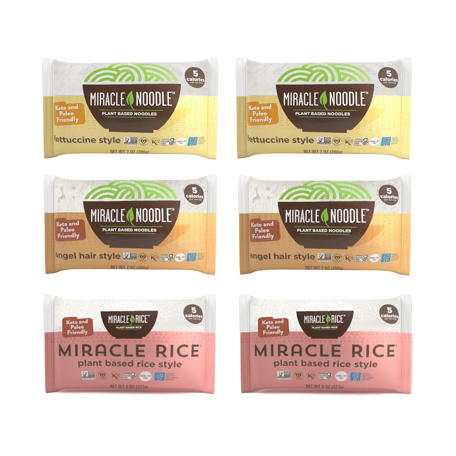 6-Pack Variety Sampler: Angel Hair, Miracle Rice & Fettuccine