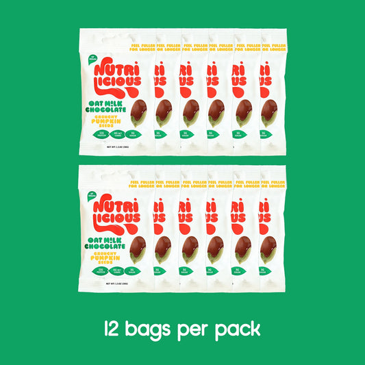 12-Pack Nutrilicious Crunchy Pumpkin Seeds - Oat Milk Chocolate Pack