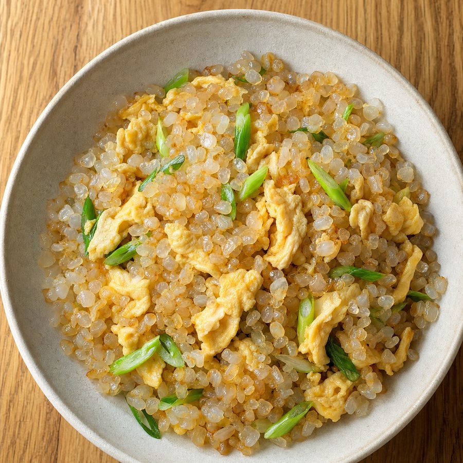 Konjac rice stir-fried with egg and scallion